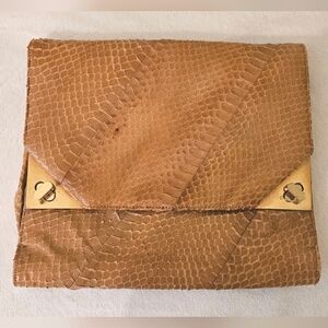 Vintage Tan Snakeskin Clutch Bag